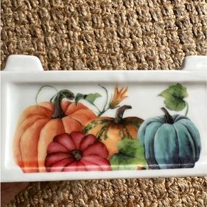 NEW CERAMICS ITALY napkin holder ceramic 8.25 x 6.75 rectangular pumpkin theme